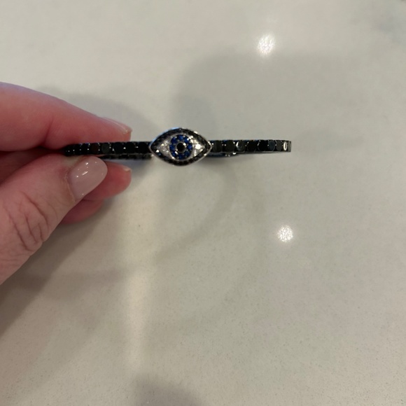 Roberto Demeglio Black Ceramic Bangle with Evil Eye set in 18K White Gold - Picture 2 of 4